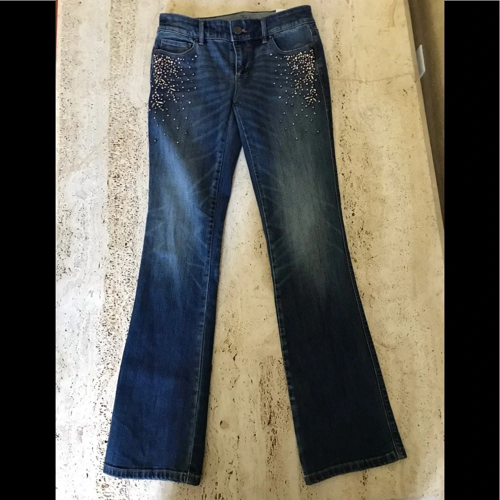 White House Black Market Blue Embellished Jeans - Picture 3 of 16